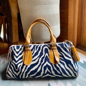 Glenda Giles “Phoebe” chenille bag trimmed in leather.